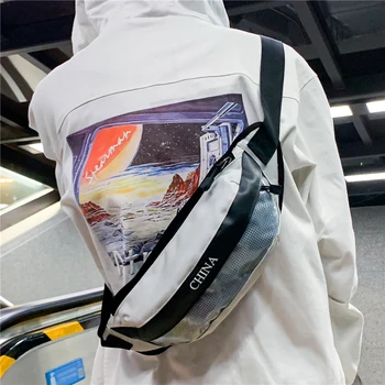 

Brand Originality Design Brand Pocket Messenger Bag for Male and Female Students Canvas Shoulder Bag Transparent Chest Bag