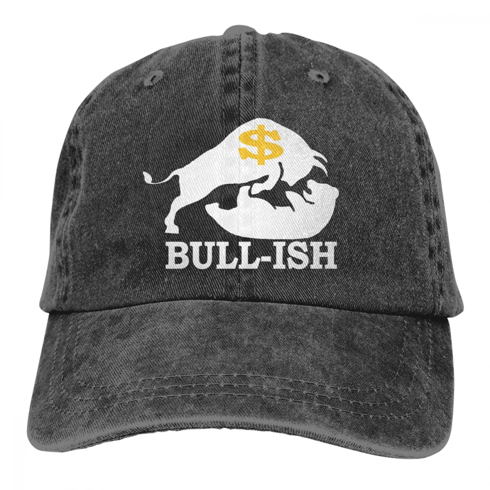 Бычий Casquette черный унисекс Мужские Женские джинсовые бейсболка с ремешком кепки Регулируемый Гольф папа шляпа