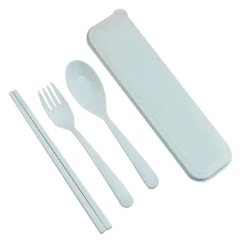 

3Pcs/Set Feeding Portable Eco-Friendly Cutlery Set Chopstick Spoon Fork Camping Picnic Sets Utensils