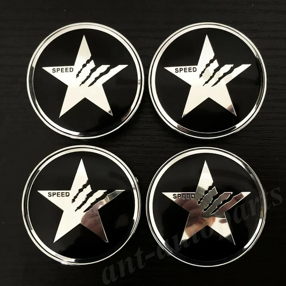 

4pcs 56mm Star Speed Sport Car Wheel Center Hub Cap Badge Emblem Decal Sticker