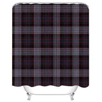 

Shower Curtain Sets Buffalo Check Tartan Plaid Scottish Blue Black Red Color Flannels Trendy Polyester Fabric Decor with 12