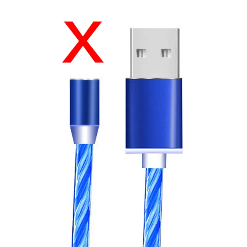 Blue Стример линия передачи данных Магнитный Micro USB кабель для Iphone xsmax Xiaomi 9 huawei P30 P20 Micro usb type C волшебный свет зарядный кабель - Цвет: Blue