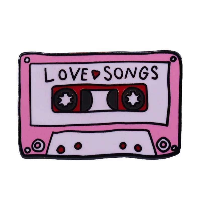 Нагрудный значок кассеты Pink Love Songs Mixtape добавьте немного любви в свое сердце |