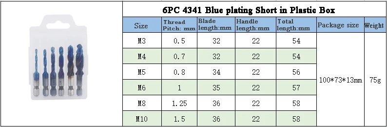 L-FIRST 6pcs Tap Drill Bit Hex Shank Titanium Plated HSS Screw Thread Bit Screw Machine Compound Tap M3 M4 M5 M6 M8 M10 Tools best hand planer