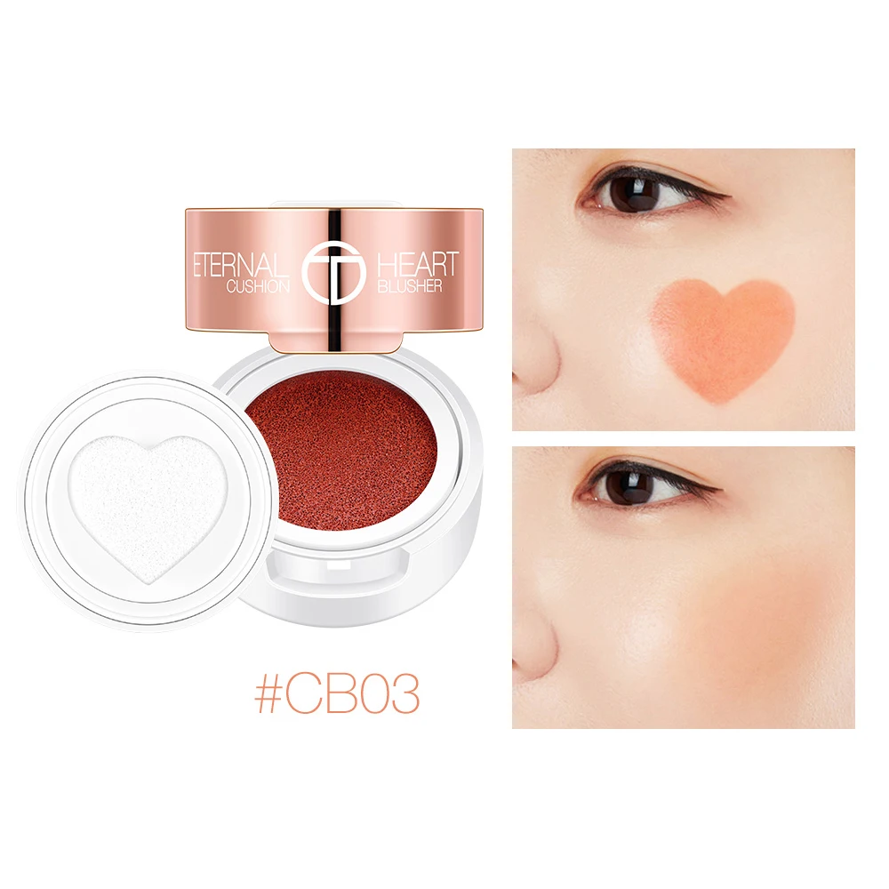 O.TWO.O Air Cushion Blusher Folding Heart Shape Shimmer Blush Rouge 4 Colors Easy To Wear Natural Face Makeup Blush TSLM1 - Цвет: CB03