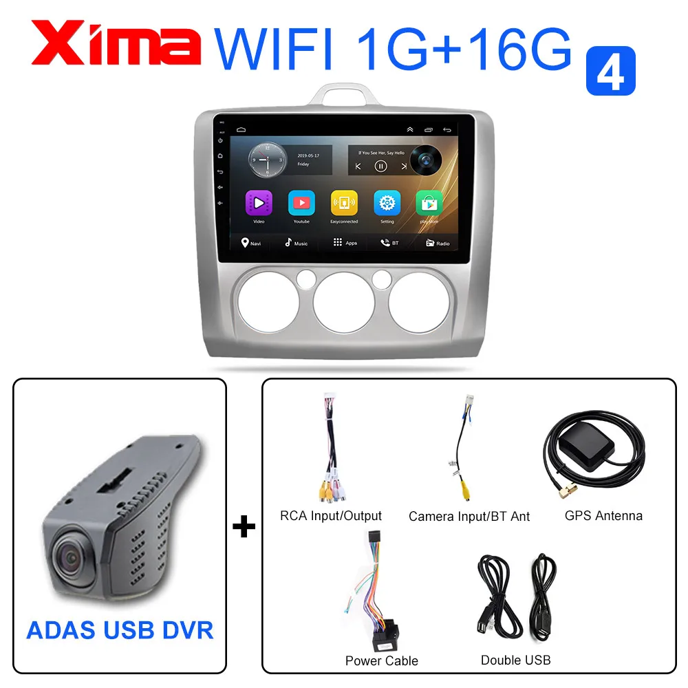 RAM 1G FC-S-DVR 9 дюймов Android 9,0 автомобильный Радио dvd-плеер для ford focus EXI MT 2 3 Mk2 2004 2005 2006 2007-2011 2Din gps мультимедийный плеер - Цвет: RAM 1G FC-S-DVR