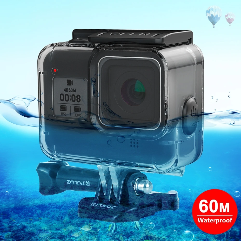 Puluz Pu437 60m Underwater Depth Diving Case Waterproof Camera Housing With Soft Button For Gopro Hero8 Black Camera Lcd Screen Aliexpress