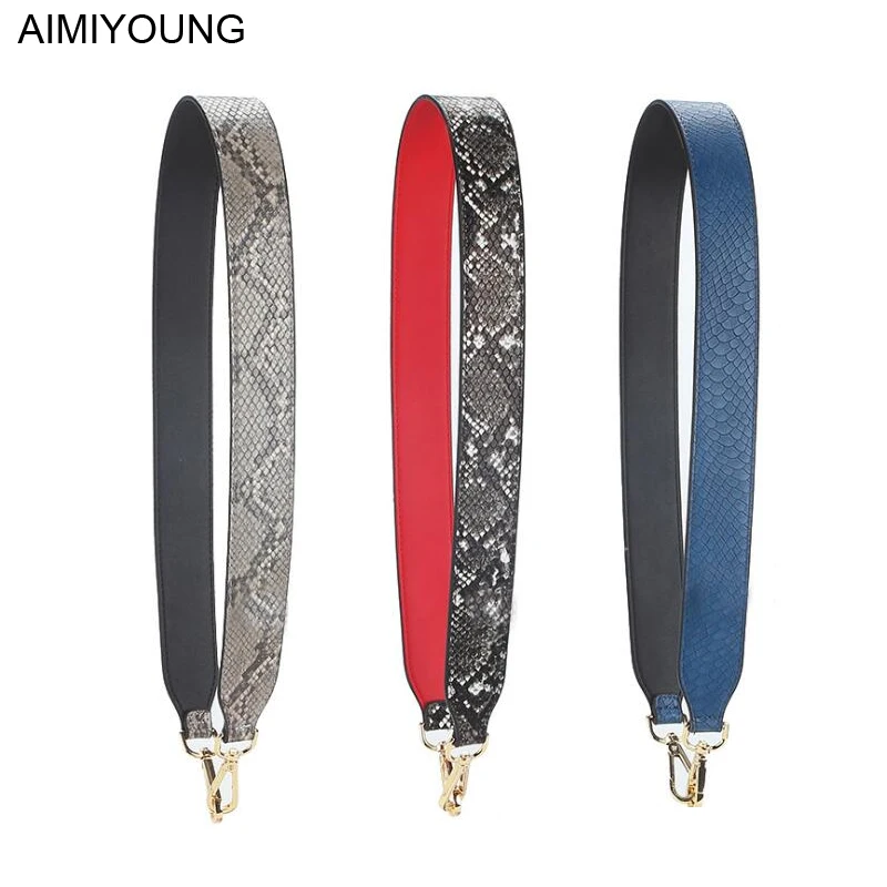 

AIMIYOUNG Bag Straps Serpentine Leather Belt Shoulder Bag Wide Strap Handbag Handle Replacement Strap Accessory Bag Part Belt