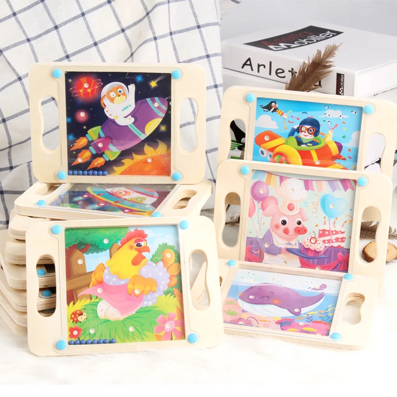 

Wood Ball Bearing Maze Toy Roll-on Handheld Children Balance Attention Training Educational Toy Customizable Logo