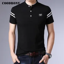 COODRONY-Camiseta de manga corta para hombre, ropa de calle masculina de marca y de diseño veraniego, material de algodón, camisa con cuello levantado a la moda, referencia C5096S