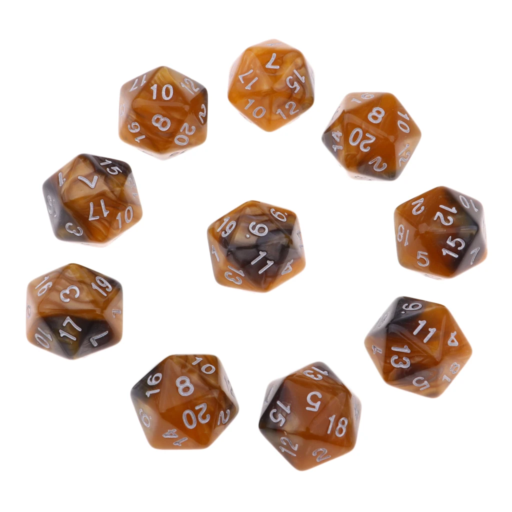 10pcs 20-Sided Dice Polyhedron Dices for D&D TRPG Cup Game TRPG Game Lovers