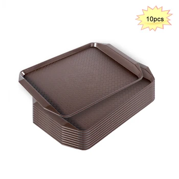 

10pcs Food Tray Dinner Tray Cafeteria Tray Café Standard Cafeteria Fast Food Service Tray Rectangular Non-slip Surface
