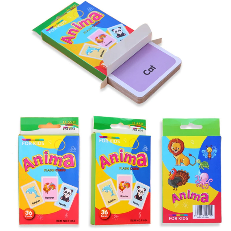  Baby Learning Toy Children Recognition Color Animal Shape Teaching Card Pocket Flash Learning Monte - 4000113786611