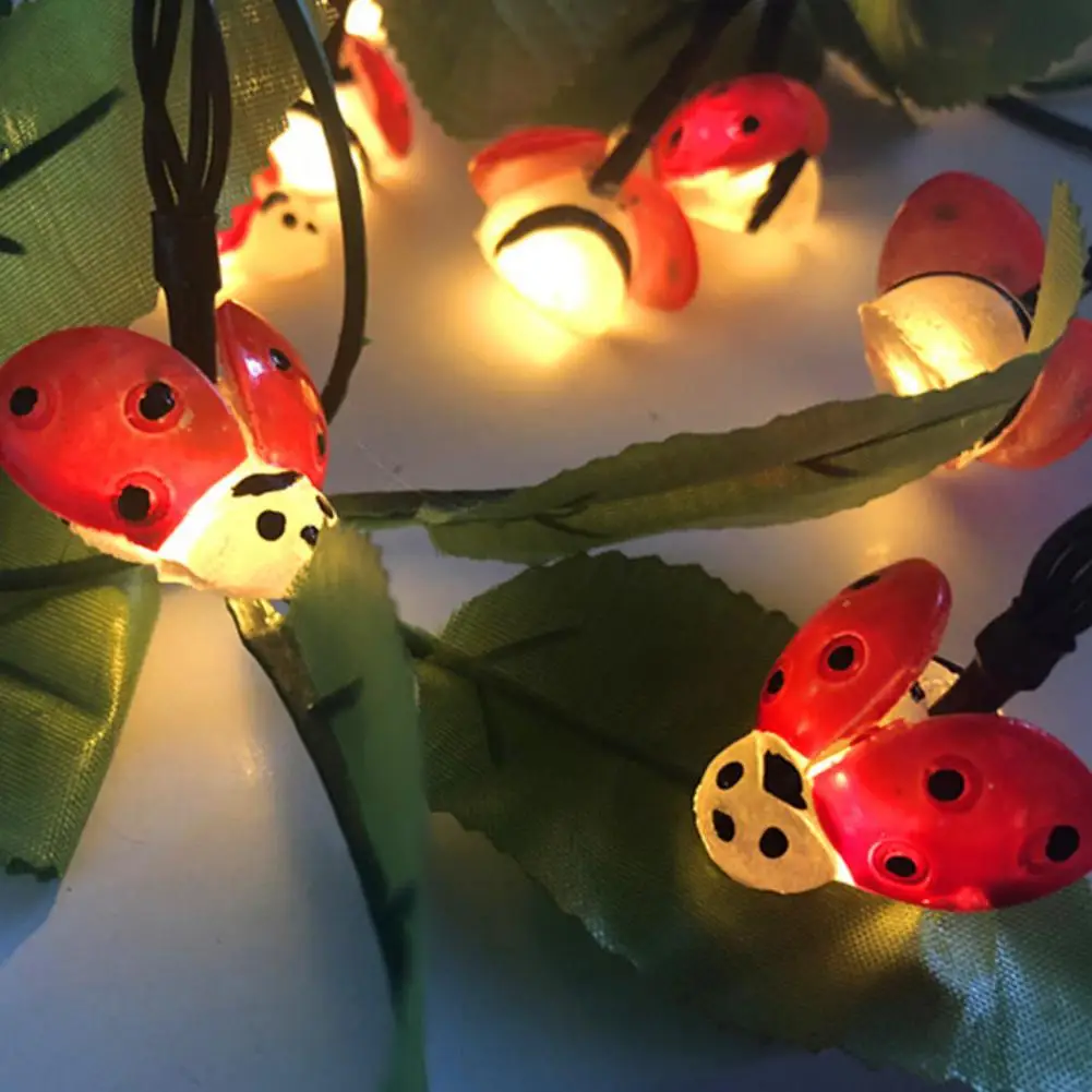 TWISTER.CK LED Indoor String Lights Seven-Star Ladybug Shape Fairy Lamp Children's Room Layout Cute Battery Light