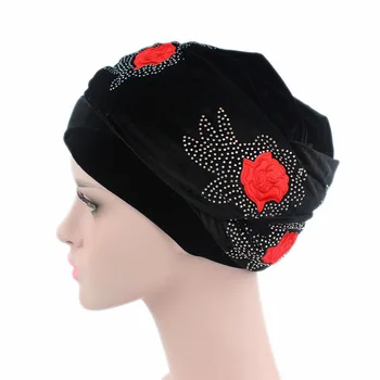 

Muslim Women Scarf Hijab Velvet Turban Rhinestone Cap Hat Islamic Headscarf Arab Bonnet Hijabs Shawl Wraps Head Wear
