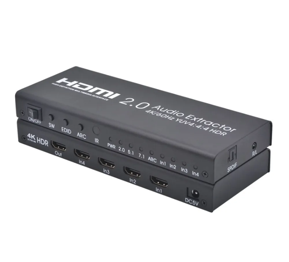 HDMI4X1 аудио сплиттер Ultra HD цифровой волоконный аудио Quad In One Out Поддержка 4 K/60 Гц