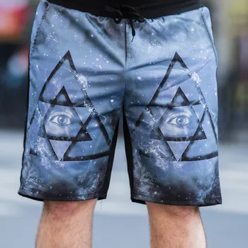 

Summer seaside travel vacation large size quick-drying loose men's casual eyes print shorts plus fat increase