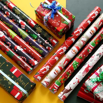 

10pcs/lot Cartoon Santa Pattern Christmas Gift Wrapping Paper Bouquet Floral Packaging Paper Shoes Box Gift Decoration Paper