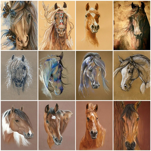 GATYZTORY-Pintura acrílica do quadro para adultos, desenho do cavalo,  colorir por números, animais handmade pintura, decoração Home - AliExpress