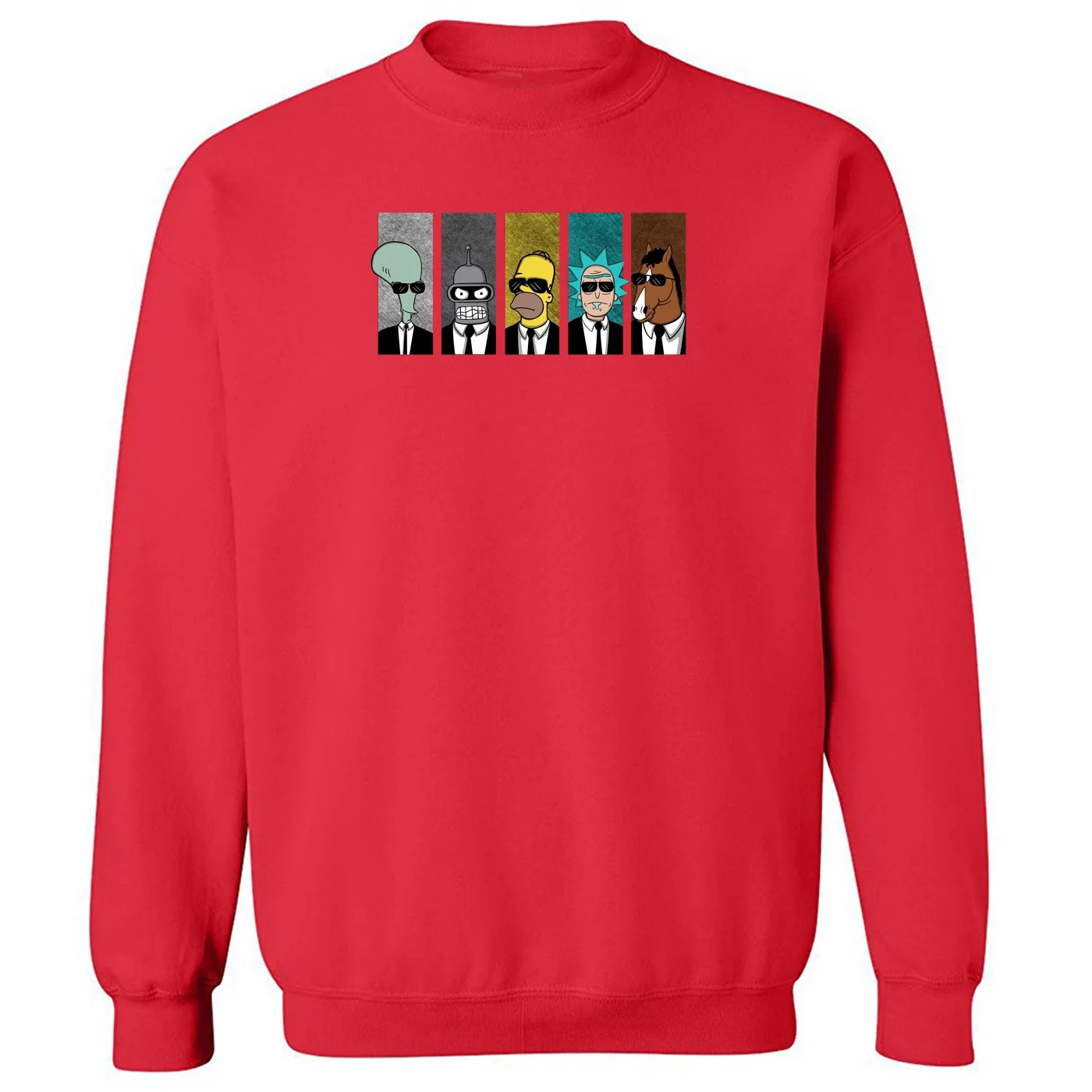 Осенние новые мужские свитшоты BoJack Horseman, забавный мультяшный свитшот с длинным рукавом в стиле хип-хоп, толстовки с принтом Рика и Морти - Цвет: red6