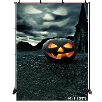 

Happy Halloween Backdrop photography for Party Big Pumpkin Lantern Dark Wood House Background Photo Porp
