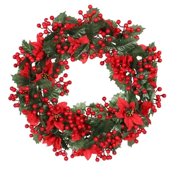 

50CM Merry Christmas Wreaths Decorations for Front Door, Xmas Garland Ornament Artificial Home Decor, Diy, New Years
