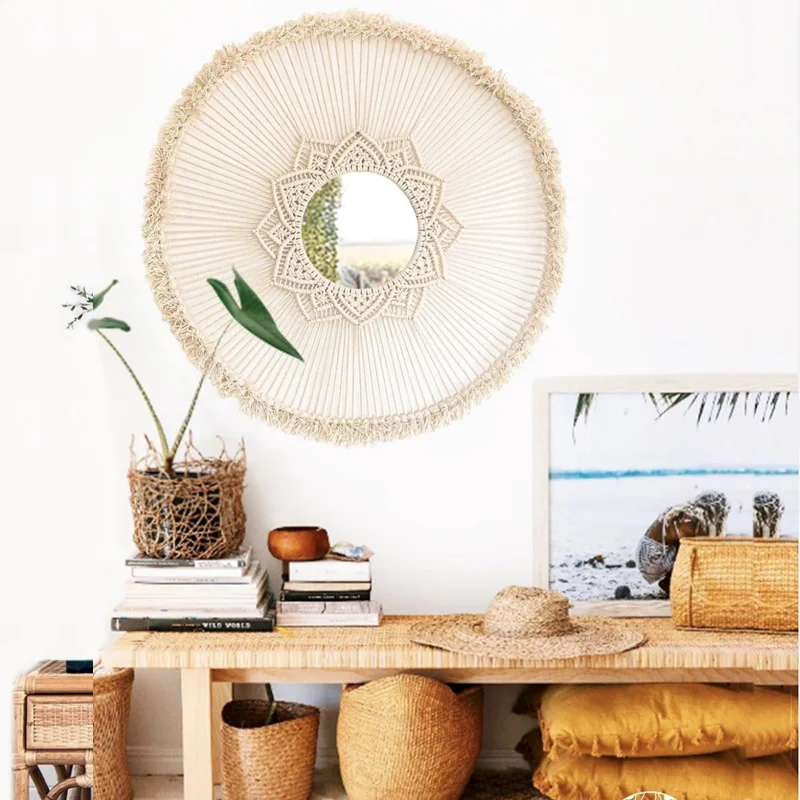 

Nordic Hand Woven Macrame Wall Tapestry Headboard Bed and Breakfast Round Decor Home Bohemia Morocco Background Wall Hanging