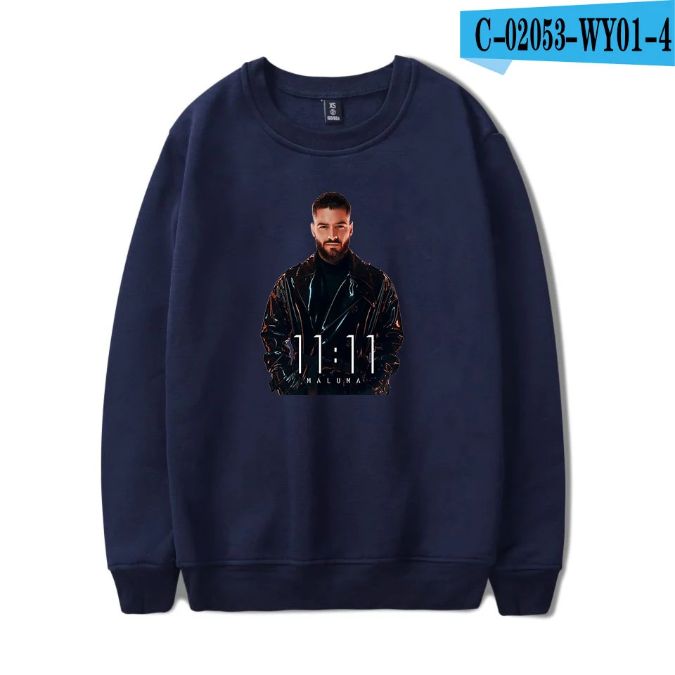 Горячая maluma монолитные толстовки для мужчин/женщин толстовки Harajuku maluma модные повседневные корейские поп осень зима - Цвет: Navy