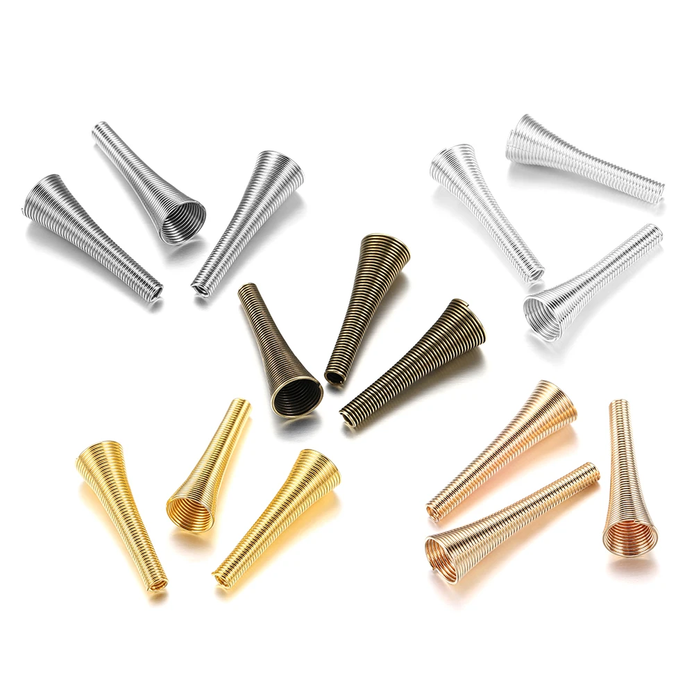 12 teile/los 30x8mm Bugle Metall Kegel Trichter Frühling Spule Spacer Perlen End Caps Anschluss Für DIY Schmuck zeug Liefert Großhandel
