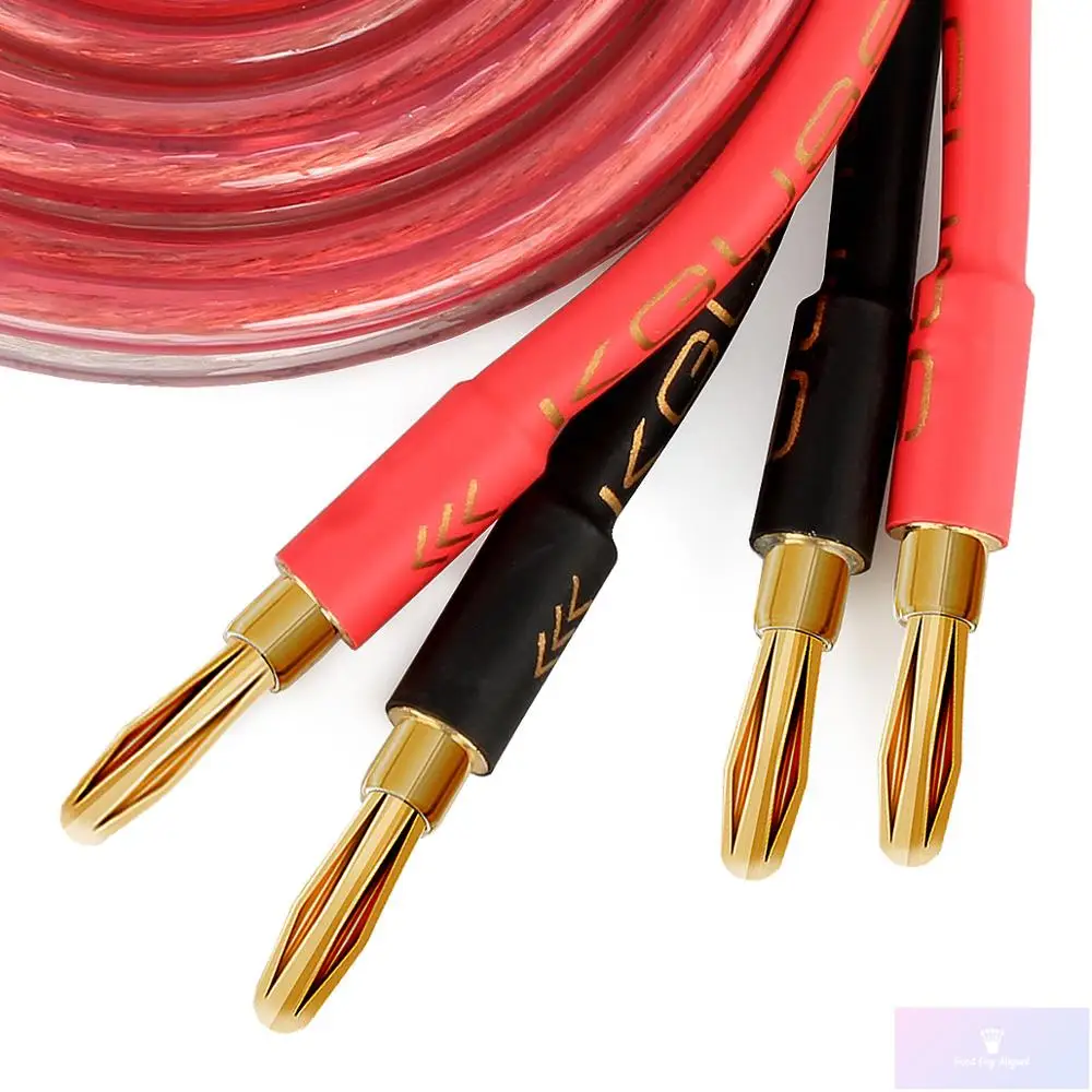 HiFi Gold Plated Speaker Cable High-End 4N Speaker System Oxygen-free Pure Copper with Banana Plug