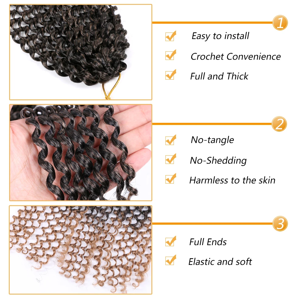 DAIRESS 18" Passion Twist Hair Ombre Color Water Wave Crochet Braids Synthetic Hair Extensions Passion Twist Crochet Hair
