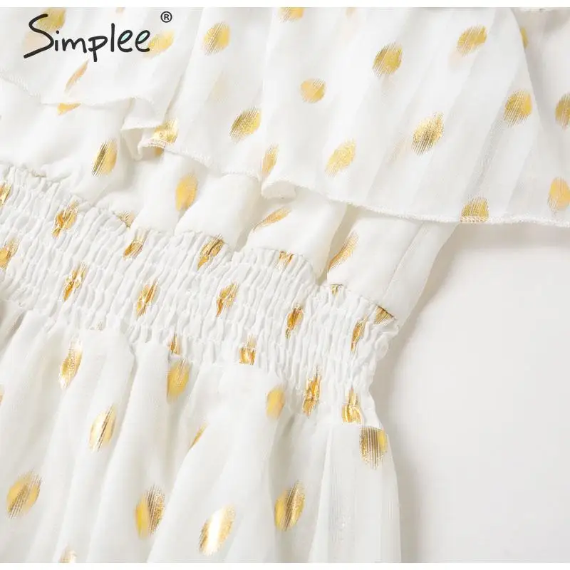 Simplee Sexy off shoulder long maxi dress Elegant vintage dot white party dress Spring summer holiday style dresses vestido 2020