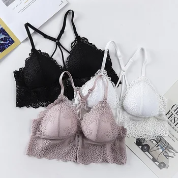 

French Style Bra Bralette Lace Sling Beauty Back Bra Seamless Padded Push up Integrated ,