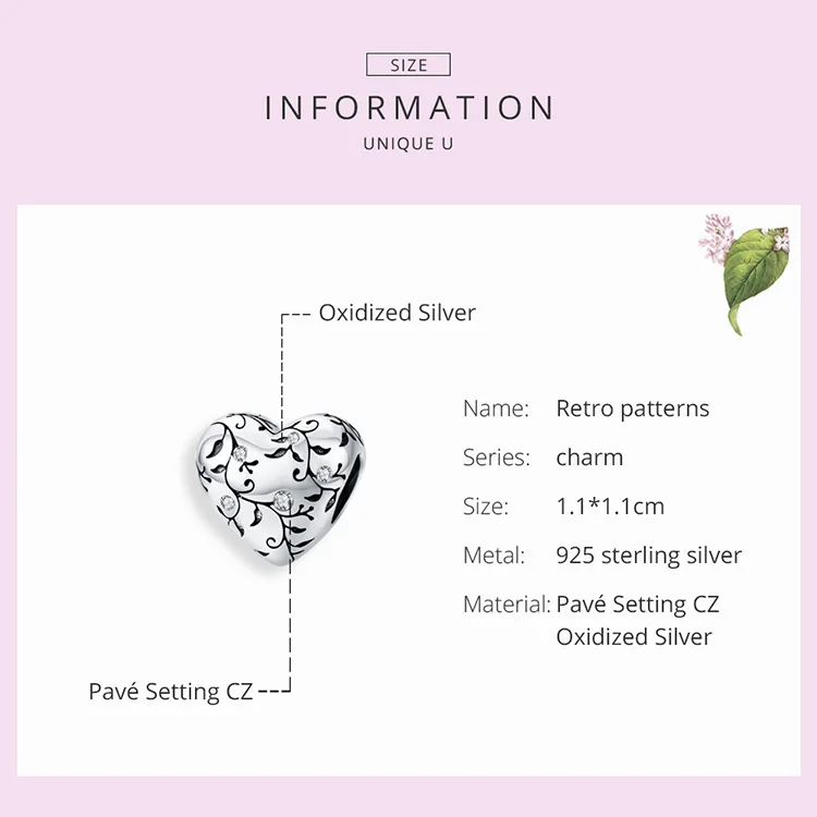 Подходит для браслета Pandora, 925 пробы, серебряное дерево, листья, сердце, бусины, S925 Белый CZ цветок, подвески в виде ветки для изготовления ювелирных изделий