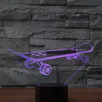 

3D Optical Illusion Colorful Night Light Skateboard Touch Switch USB Powered LED Desk Decoration Lamp for Birthday Cool Gift
