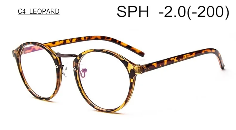 SUMONDY очки по рецепту близорукие SPH-1,0-6,0 для мужчин и женщин Изысканная круглая оправа Очки для близорукости с диоптрией UF48 - Цвет оправы: C4 (-2.0)