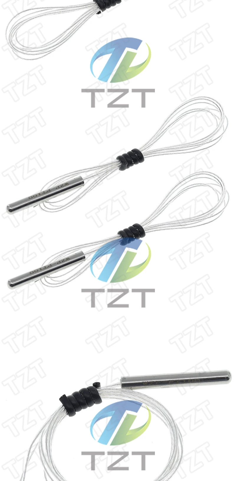 TZT PT100 Platin-Widerstandstemperatursensor, wasserdichte Temperaturfühler -20–450 °C, isolierte Abschirmung, Fiberglas, 50 cm – Detail 2