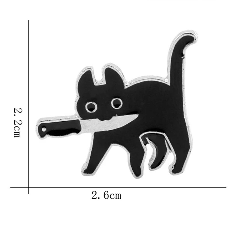 Милая Черная кошка брошь властный кухонный нож эмалированная брошь Мультяшные значки с животными джинсовая футболка рюкзак персональная булавка подарки