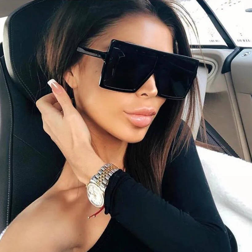 Onrtry Oversized Square Letter B Sunglasses for Women Men Fashion Black Thick Frame Large Sun Glasses