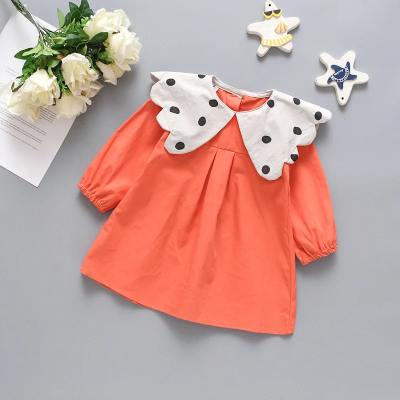 Wholesale(4 pieces/lot) Children's Clothing Girls' Top Wear Dot Pattern Baby Girl's T-shirt 090505 - Цвет: Оранжевый