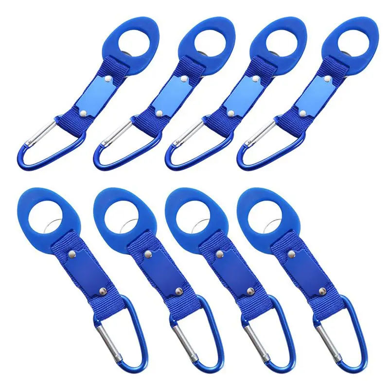 

8 Pack Silicone Water Bottle Holder Hook W/ Key Ring - Hanging Buckle Mineral Water Bottle Clip Drink Holder Buckle for Outdoor