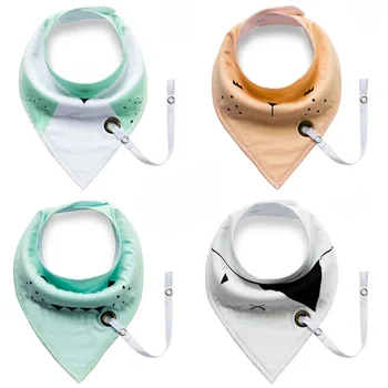 

2020 4PCS New Cotton Soft Baby Infants Bibs with Pacifier Clip Cartoon Pattern Newborn Toddlers Bib Saliva Towel