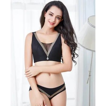 

Plus Size Sexy Seamless Bra Briefs For Women Lingerie Set Lace Panties Push Up Brassiere C D E Cup Wire Free Bralette Underwear