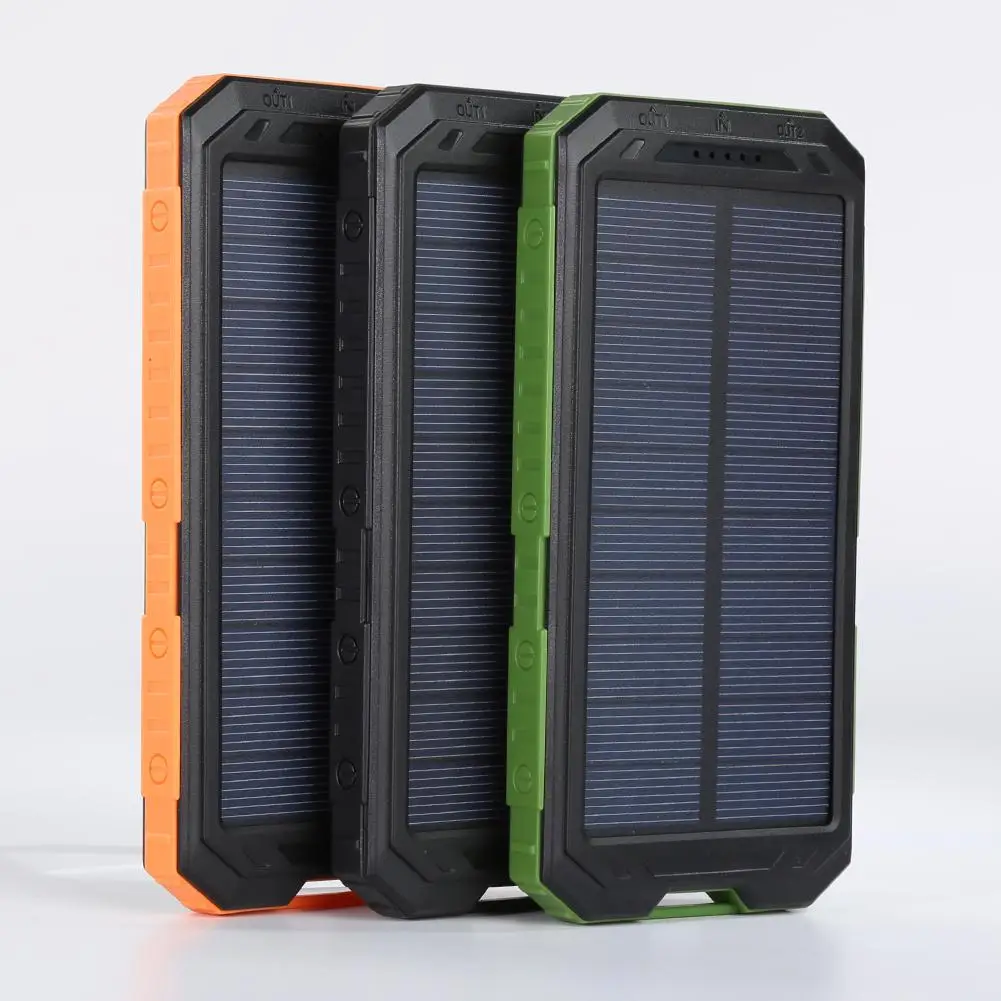 

5V Solar Panel LED Indicator Flashlight Solar Power Bank Case with Large Capacity 2 Devices Charging Supported