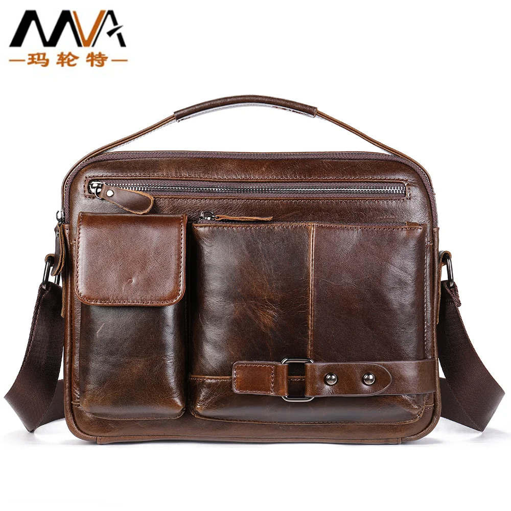 European and American pure color retro Men handbag  Horizontal square wear-resistant Men's shoulder bag  Soft Face Messenger Bag