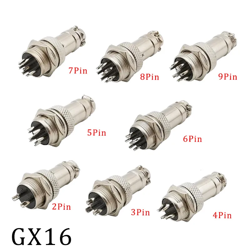 GX16-5 Aviation Connector Set - 5 Pin Male & Female Metal Plug For Panel Mount