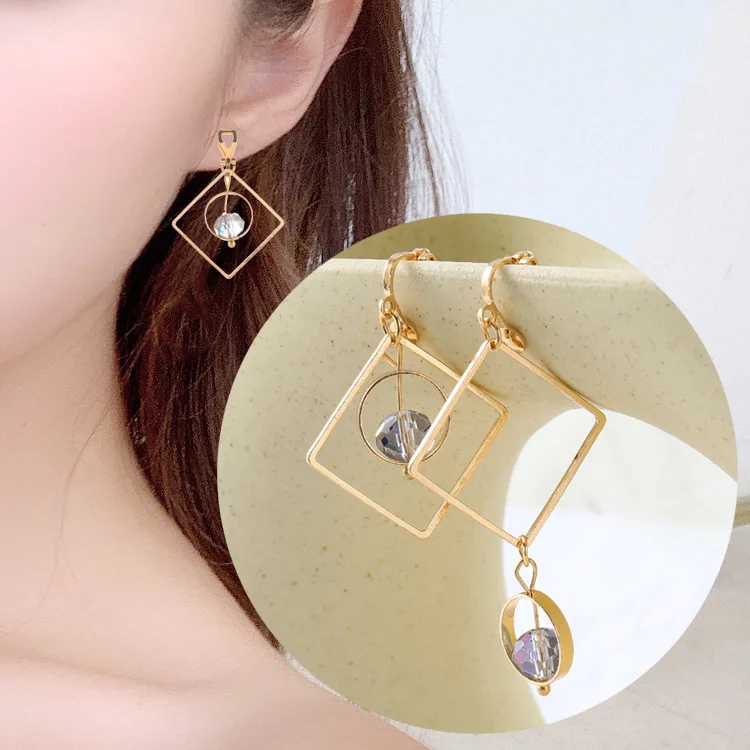 Высококачественные клипсы для ушей без отверстий асимметричных фиолетовых