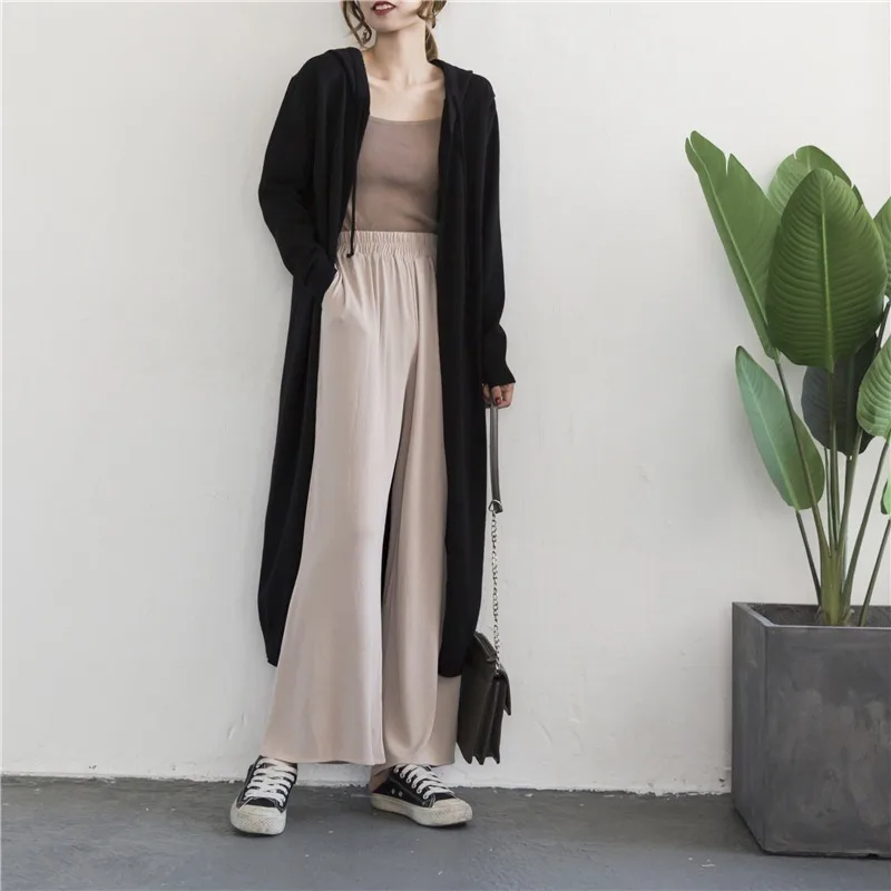 

Mid-length hooded sweater women's jacket 2020 early spring and autumn new Korean version of the wild knitted hooded cardigan