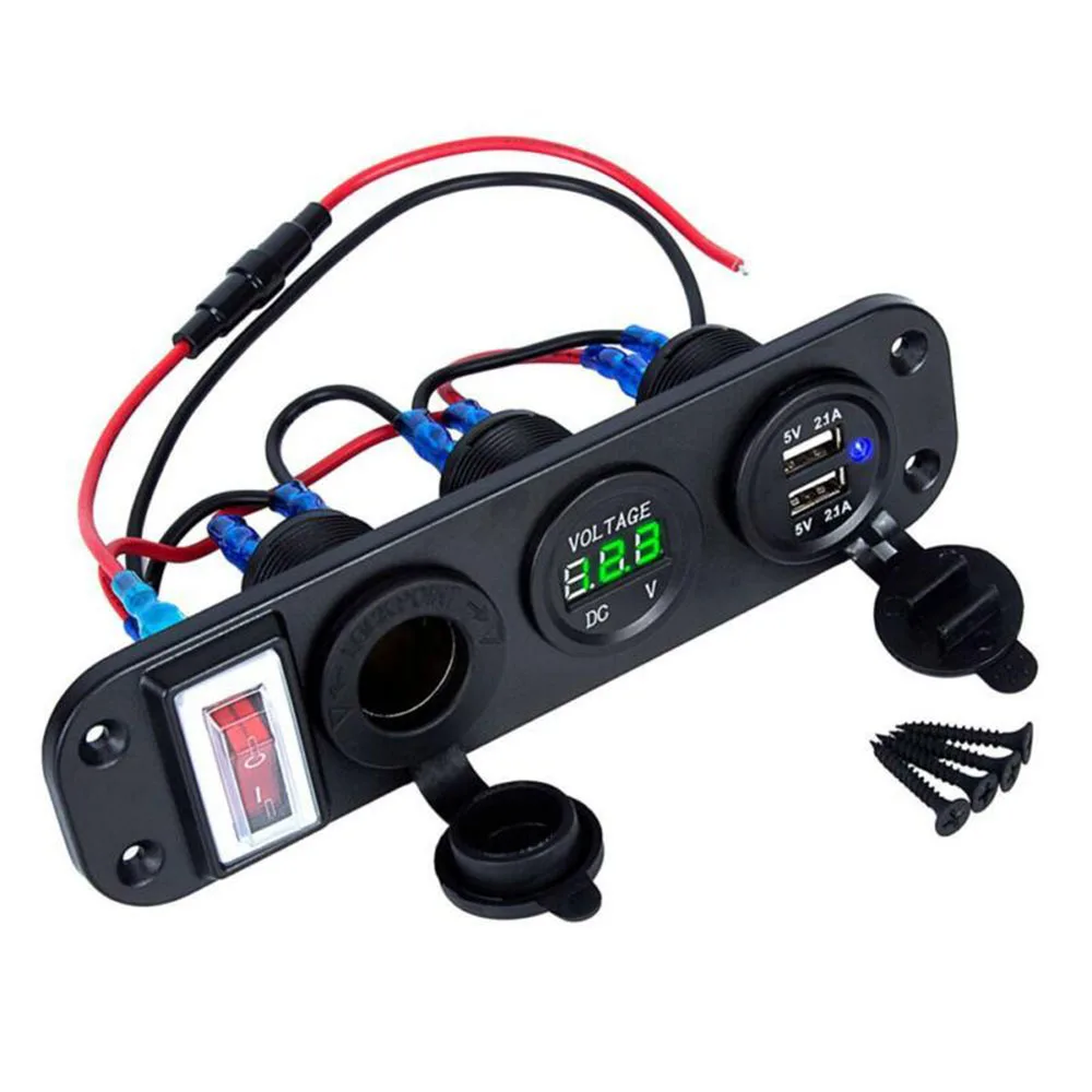 4 In 1 Car Digital Voltmeter Dual USB Charger Cigarette Lighter Socket W/ Switch Brand New And High Quality ► Photo 2/5