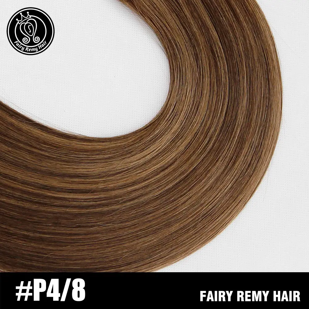 P4-8 Сказочные волосы remy, 0,8 г/локон, 20 дюймов, человеческие волосы Remy для наращивания на микро кольцах, прямые черные европейские человеческие волосы с нано кольцами, предварительно склеенные - Цвет: P4-8